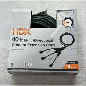 HDX 40 ft Multi-Directional Outdoor Extension Cord 16 Gauge 13 Amp Green